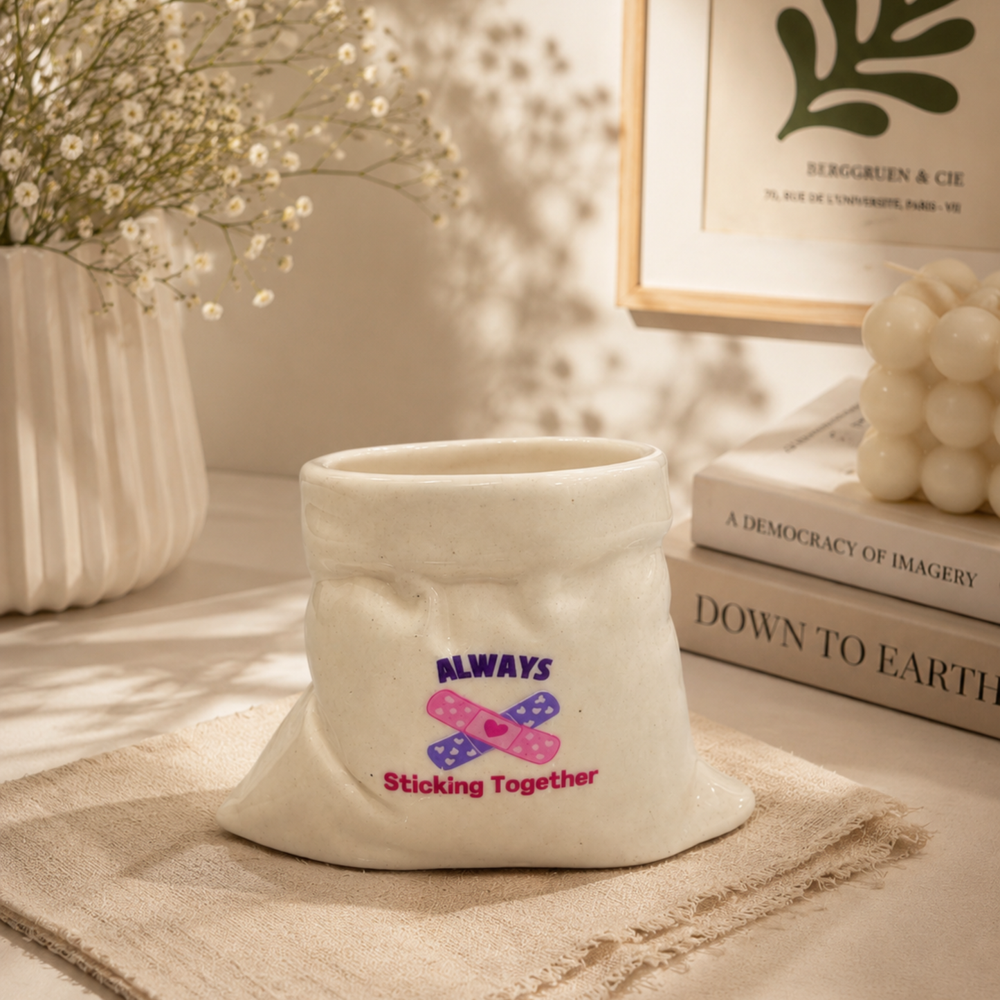 Friendship's Day Special- White Ceramic Pouch Mug with UV DTF Sticker