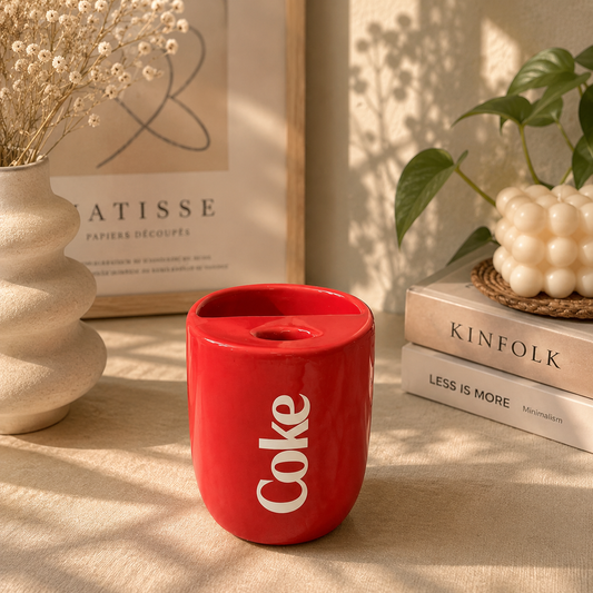 Coke Ceramic Sipper/Tumbler- Red Colour - with stainless steel straw- UV DTF Sticker