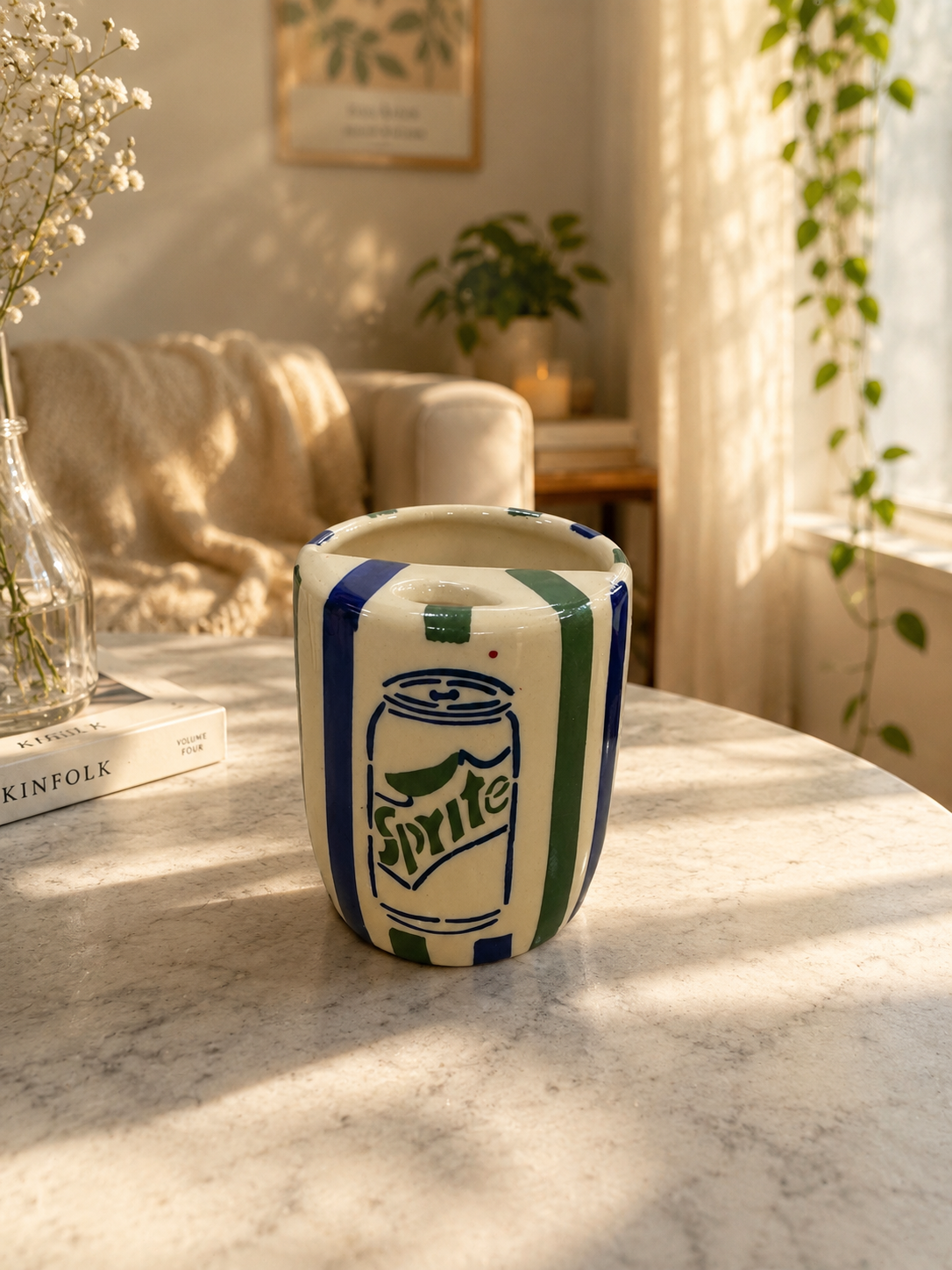 Sprite Ceramic Sipper/Tumbler - with stainless steel straw