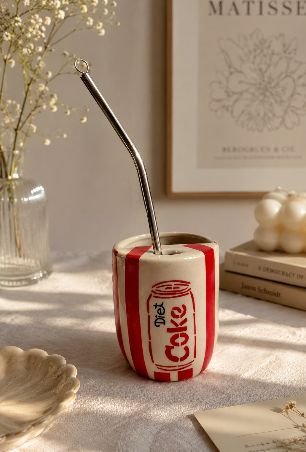 Sprite Ceramic Sipper/Tumbler - with stainless steel straw