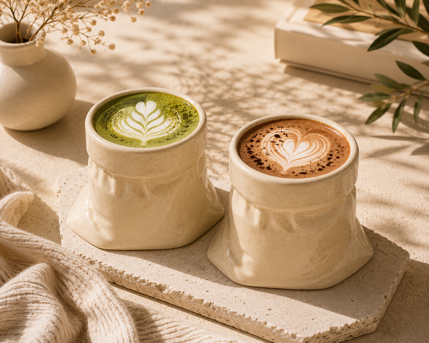 White Ceramic Pouch Mug (set of 2)