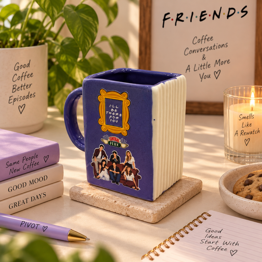 90s Vibes Inspired Ceramic Book Mug- UV DTF Stickers (Front & Back)