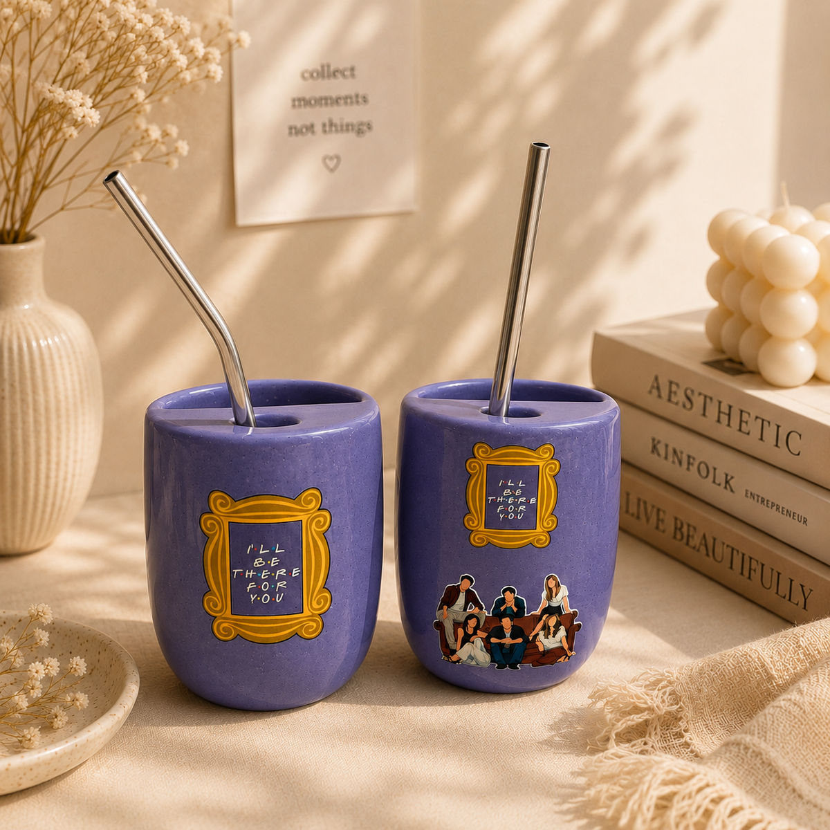 90s Vibes Inspired Ceramic/Tumbler- with stainless steel straw- UV DTF Stickers