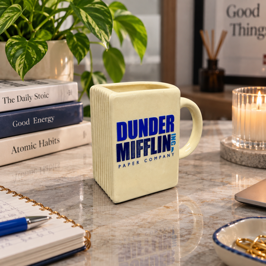 Dunder Mifflin- Series Inspired- Character Ceramic Book Mug- UV DTF Stickers (Front & Back)