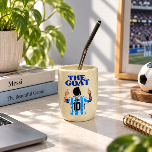 The Goat- Football Player Inspired Ceramic/Tumbler- with stainless steel straw