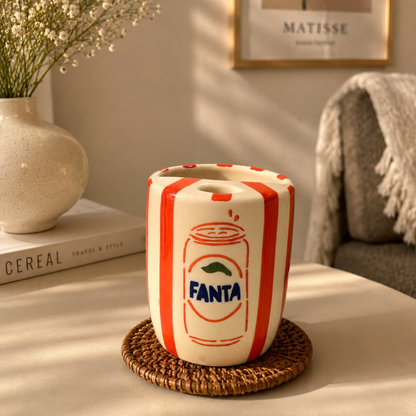 Fanta Ceramic Sipper/Tumbler - with stainless steel straw