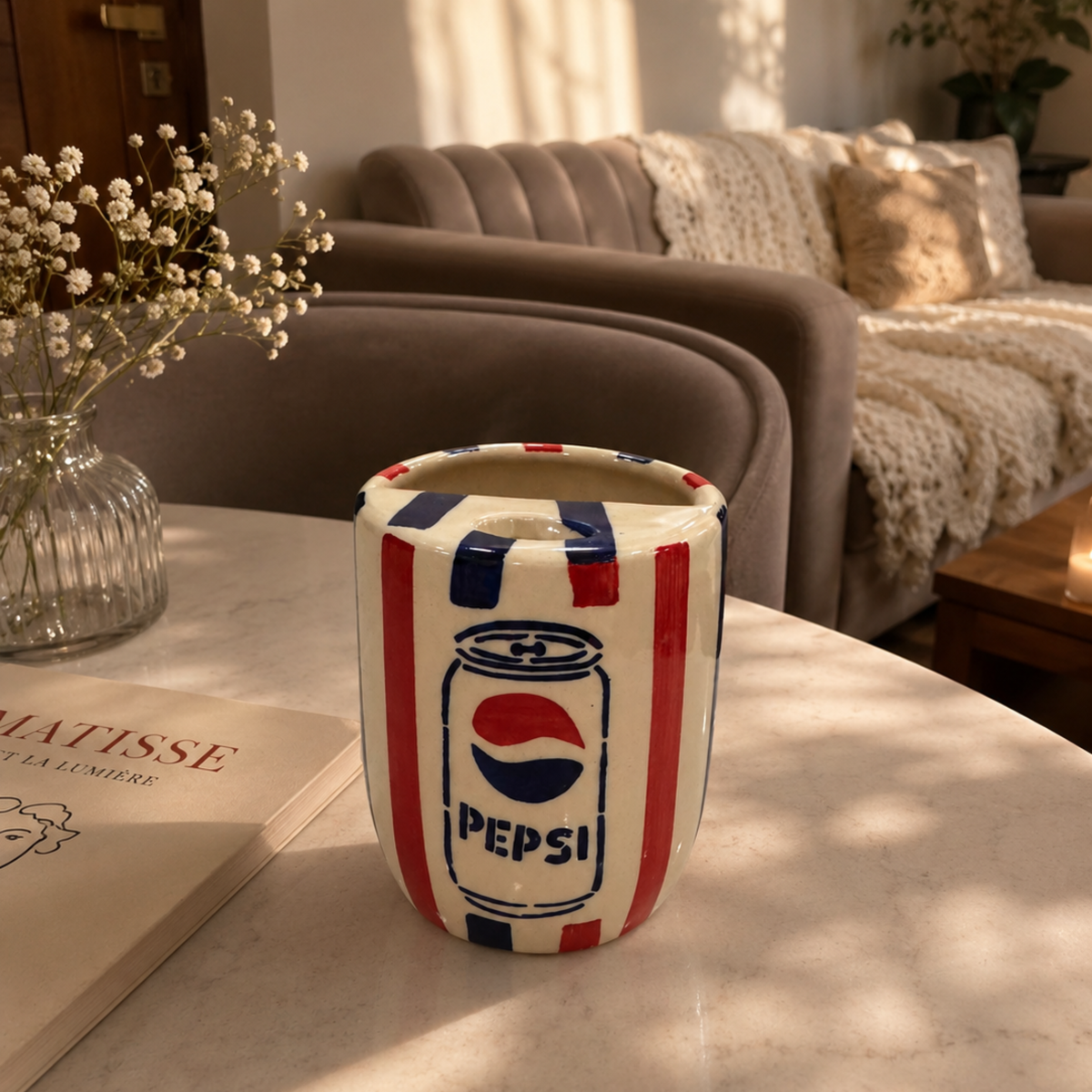 Pepsi Ceramic Sipper/Tumbler - with stainless steel straw