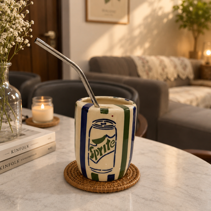 Sprite Ceramic Sipper/Tumbler - with stainless steel straw