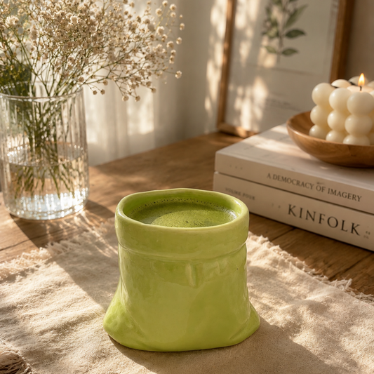 Green Ceramic Matcha Pouch Mug