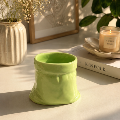 Green Ceramic Matcha Pouch Mug