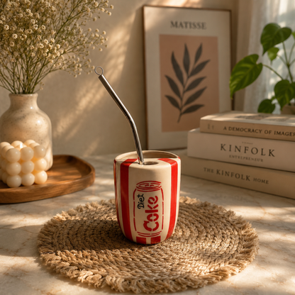 Diet Coke Ceramic Sipper/Tumbler - with stainless steel straw
