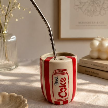 Diet Coke Ceramic Sipper/Tumbler - with stainless steel straw