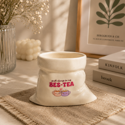 Friendship's Day Special- White Ceramic Pouch Mug with UV DTF Sticker