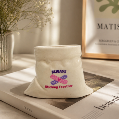 Friendship's Day Special- White Ceramic Pouch Mug with UV DTF Sticker