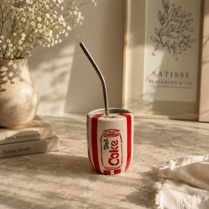 Diet Coke Ceramic Sipper/Tumbler - with stainless steel straw