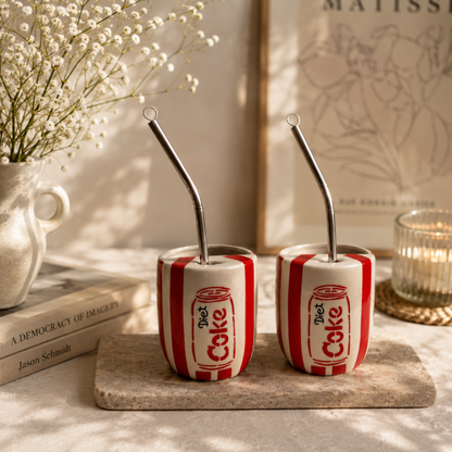 Diet Coke Ceramic Sipper/Tumbler - with stainless steel straw