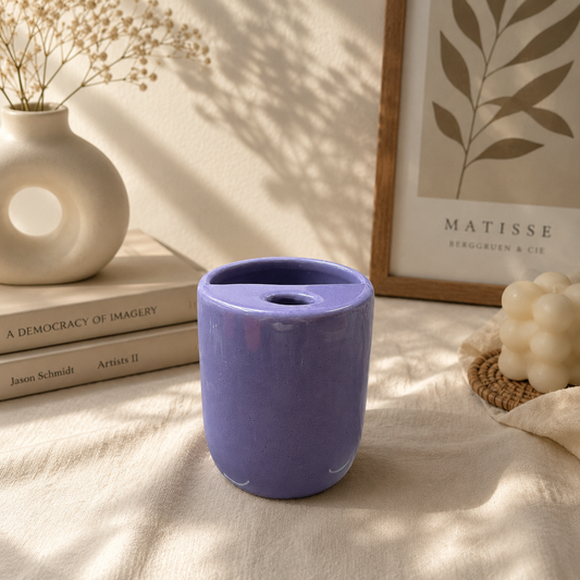 Purple Ceramic Sipper/Tumbler - with stainless steel straw