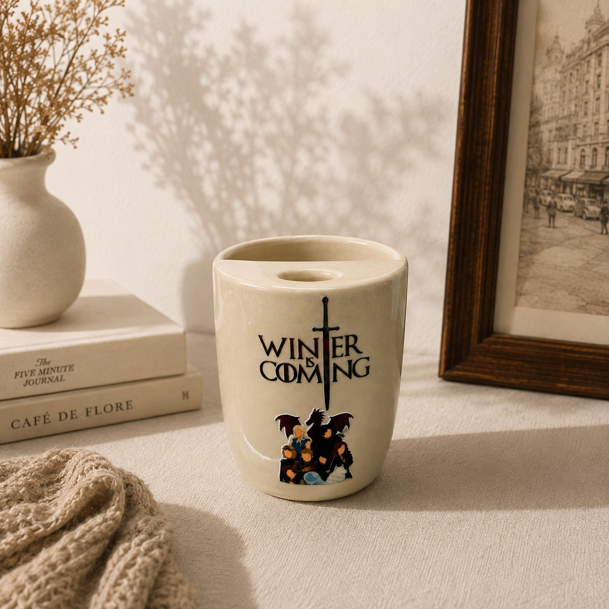 Winter is Coming GOT Series Inspired Ceramic/Tumbler- with stainless steel straw- Character- UV DTF Stickers