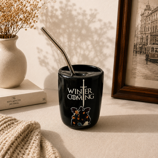 Winter is Coming GOT Series Inspired Ceramic/Tumbler- with stainless steel straw- Character- UV DTF Stickers
