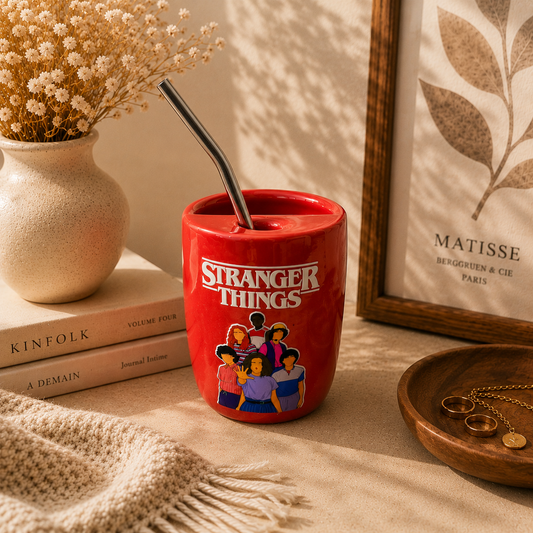 Upside Down Series Inspired Ceramic/Tumbler- with stainless steel straw- Character- UV DTF Stickers