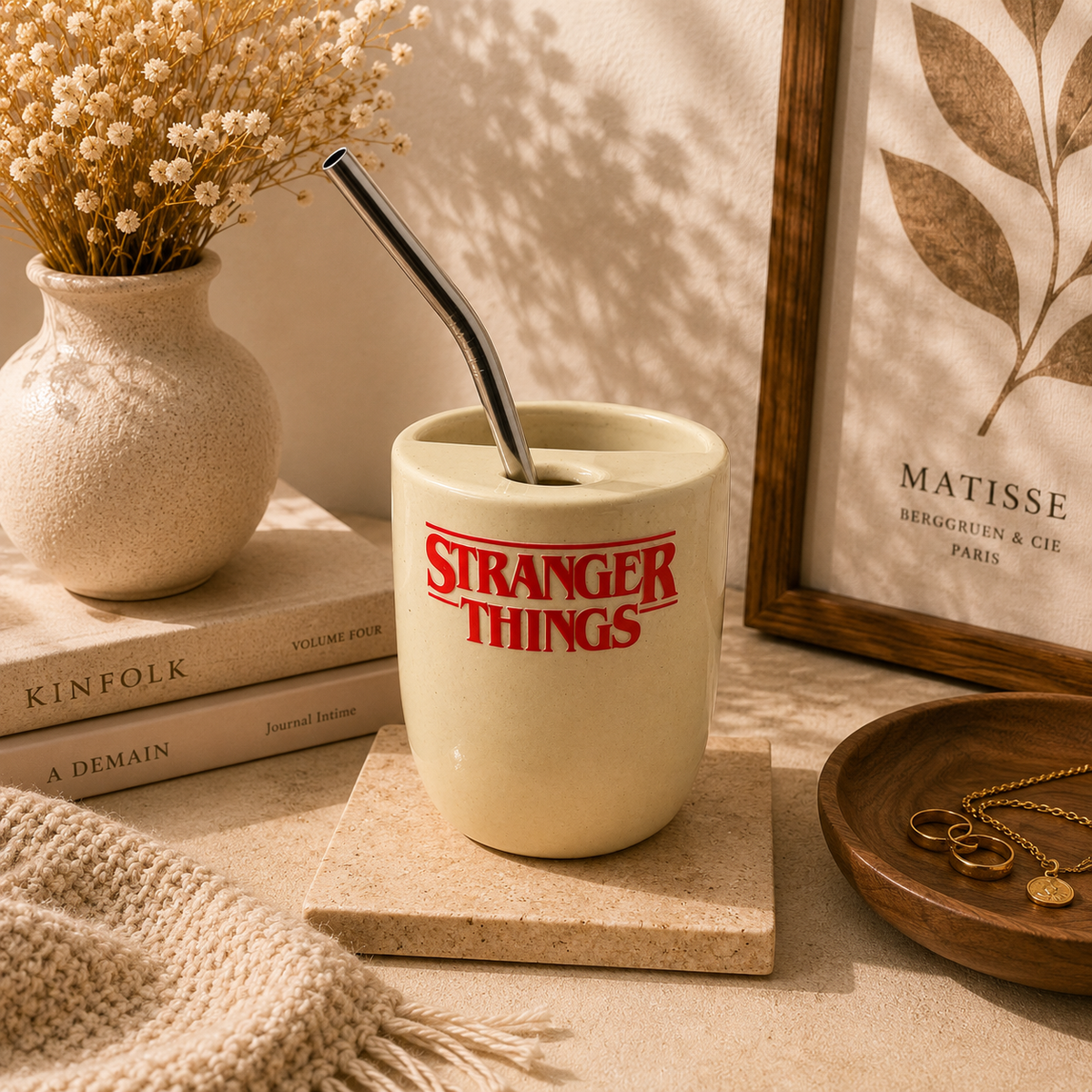 Upside Down Series Inspired Ceramic/Tumbler- with stainless steel straw- Name- UV DTF Stickers
