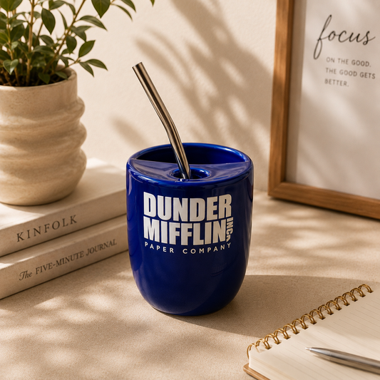 Dunder Mifflin Series Inspired Ceramic/Tumbler- with stainless steel straw- Name- UV DTF Stickers