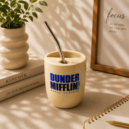 Dunder Mifflin Series Inspired Ceramic/Tumbler- with stainless steel straw- Name- UV DTF Stickers