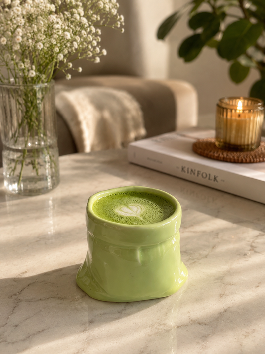 Green Ceramic Matcha Pouch Mug