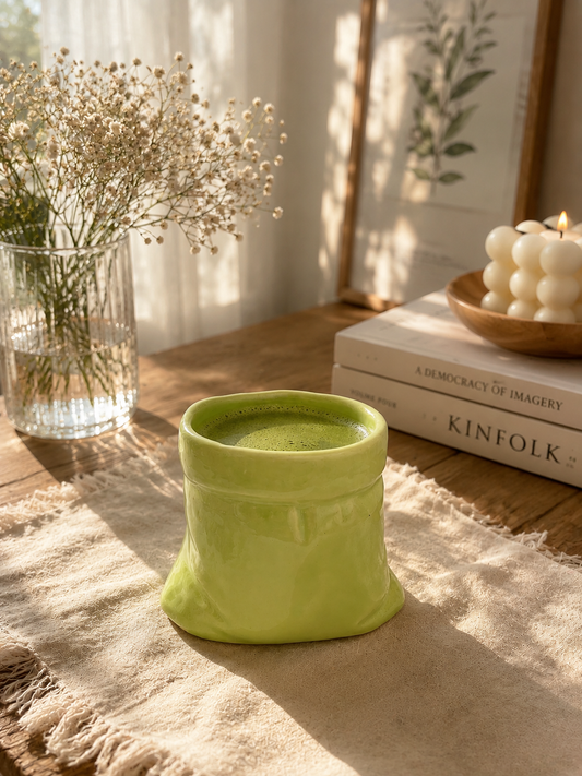 Green Ceramic Matcha Pouch Mug
