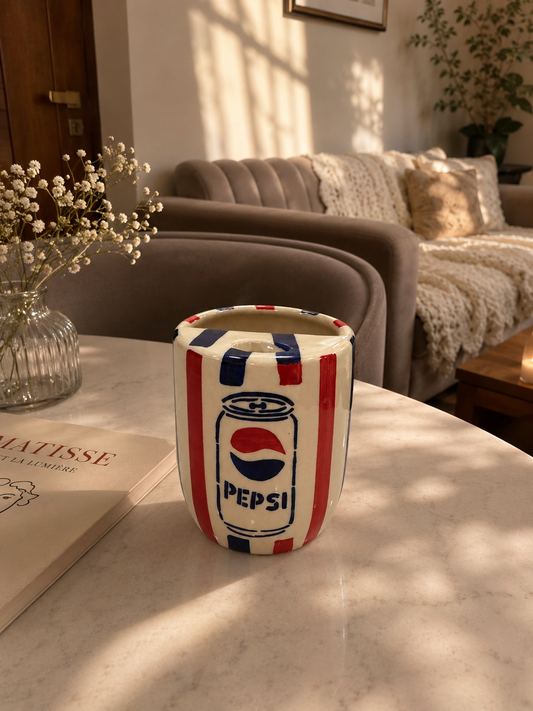 Pepsi Ceramic Sipper/Tumbler - with stainless steel straw