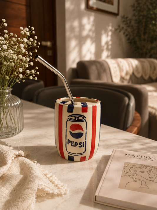 Pepsi Ceramic Sipper/Tumbler - with stainless steel straw