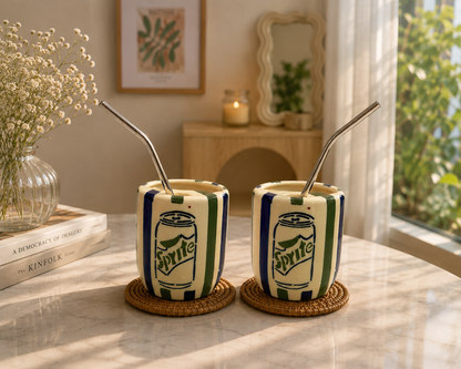 Sprite Ceramic Sipper/Tumbler - with stainless steel straw (Set of 2)