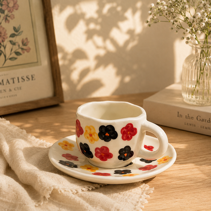 Breeze Multi-Color Ceramic Cup & Saucer Set