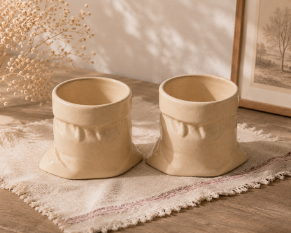 White Ceramic Pouch Mug (set of 2)