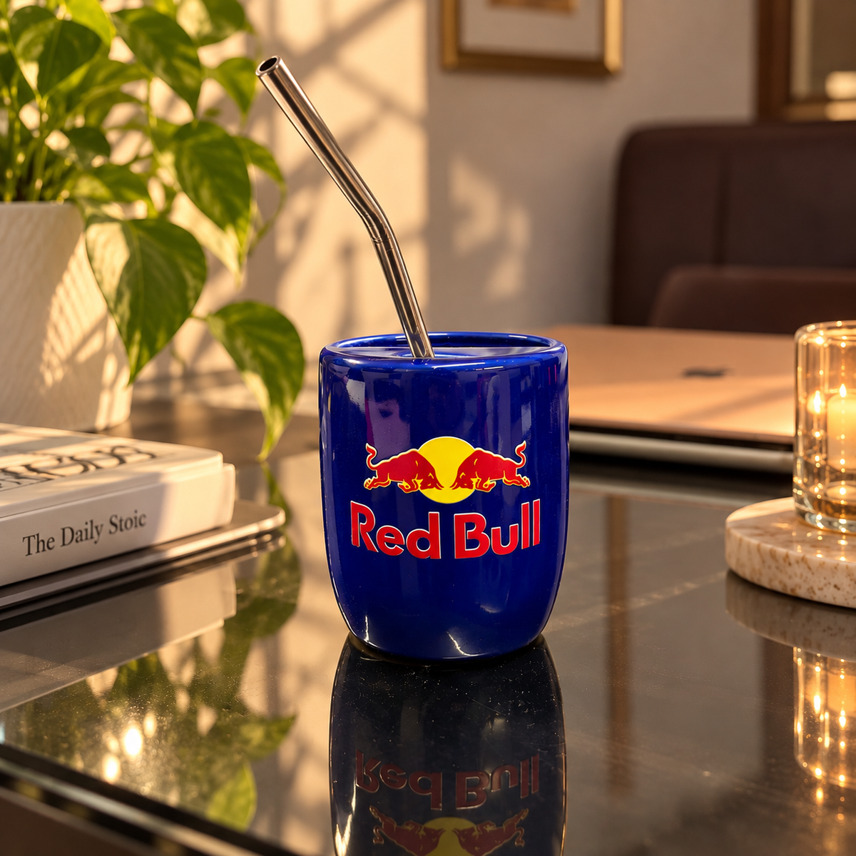 Monster Ceramic Sipper/Tumbler- with stainless steel straw- UV DTF Sticker