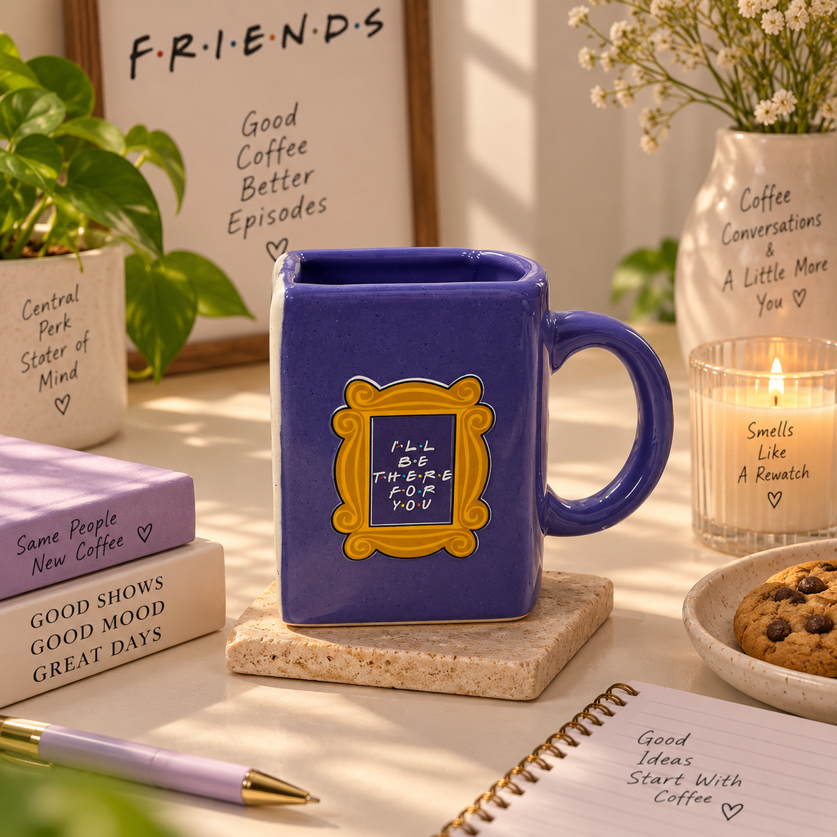 90s Vibes Inspired Ceramic Book Mug- UV DTF Stickers (Front & Back)
