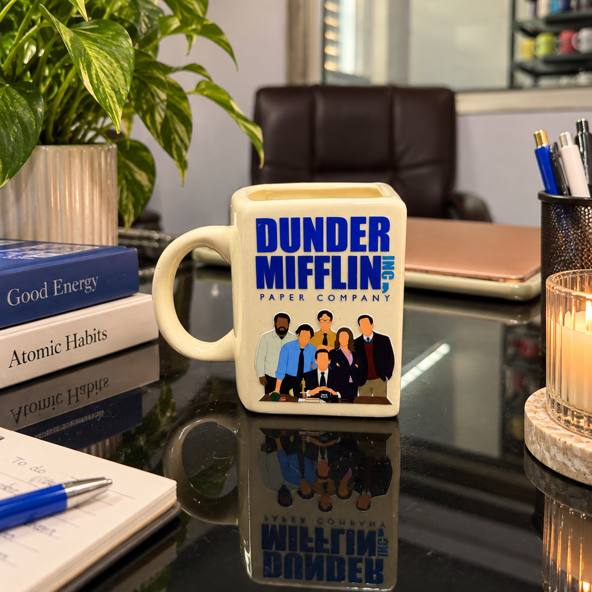 Dunder Mifflin- Series Inspired- Character Ceramic Book Mug- UV DTF Stickers (Front & Back)