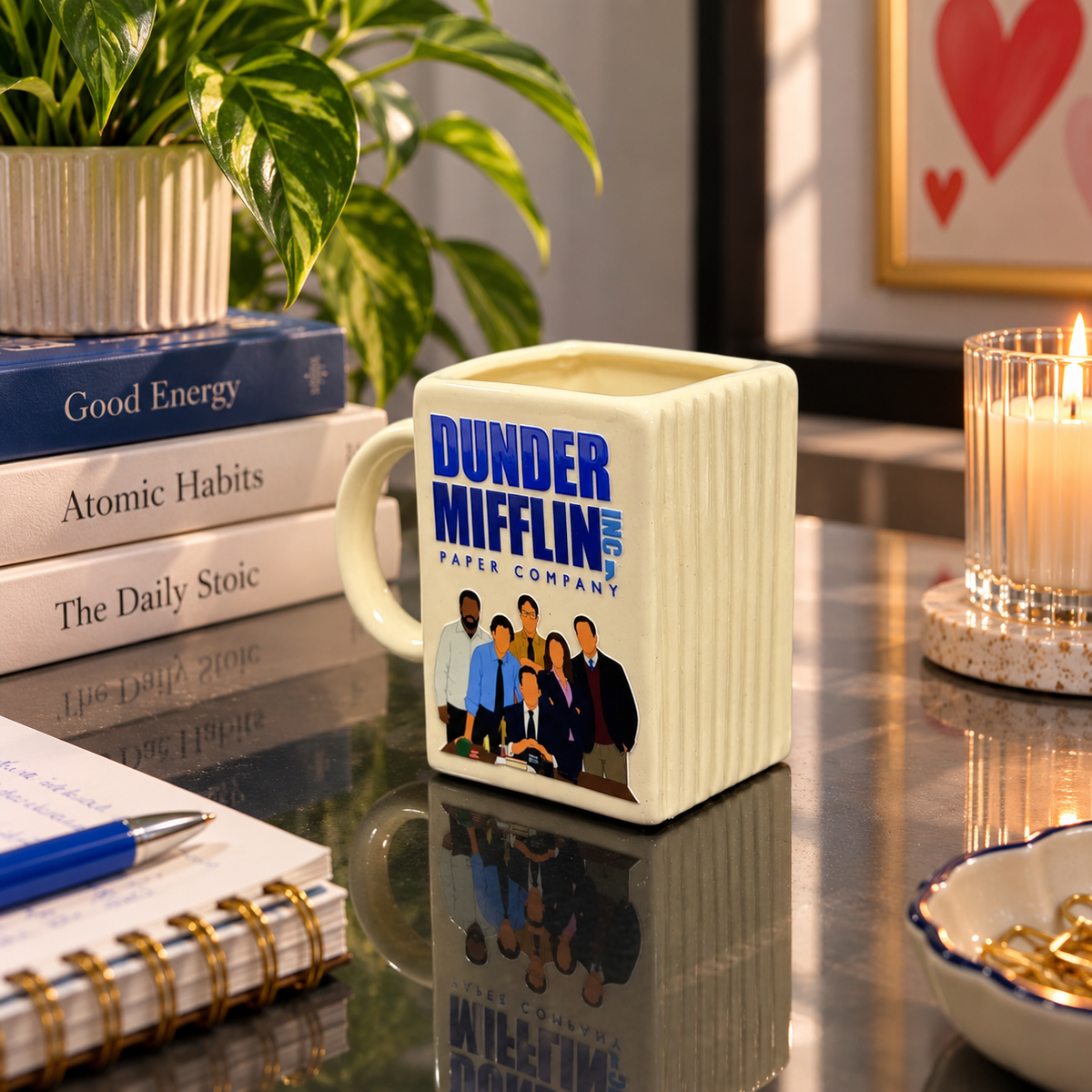 Dunder Mifflin- Series Inspired- Character Ceramic Book Mug- UV DTF Stickers (Front & Back)