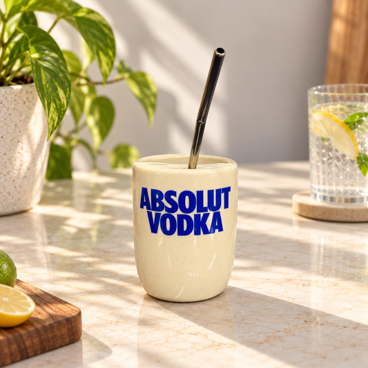 Absolut Vodka Sipper/Tumbler- with stainless steel straw- UV DTF Sticker