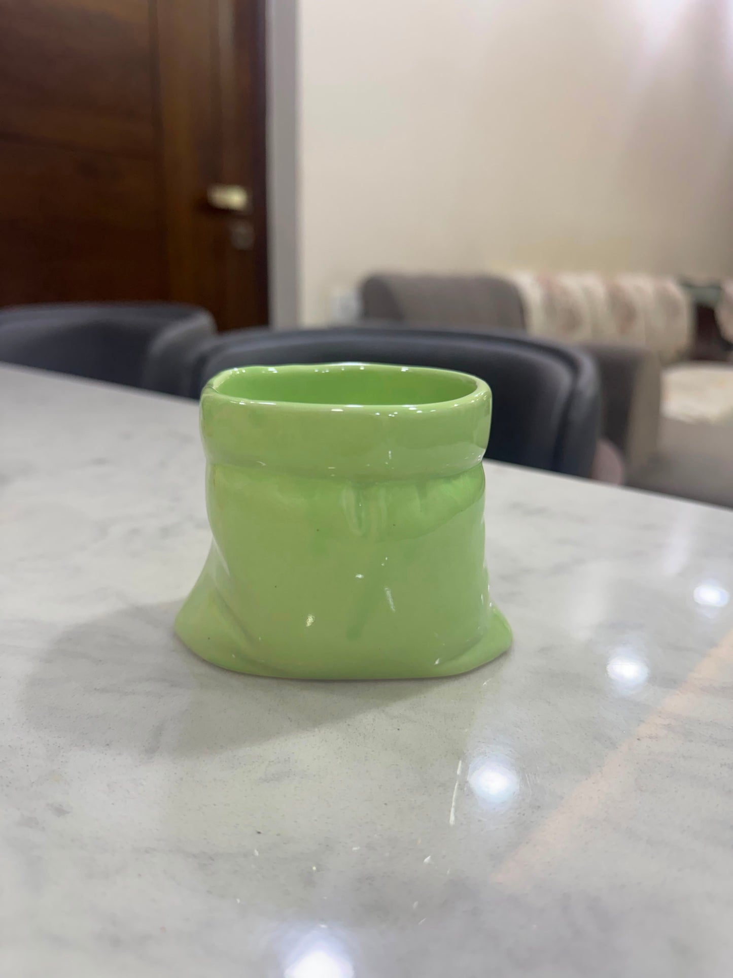 Green Ceramic Matcha Pouch Mug